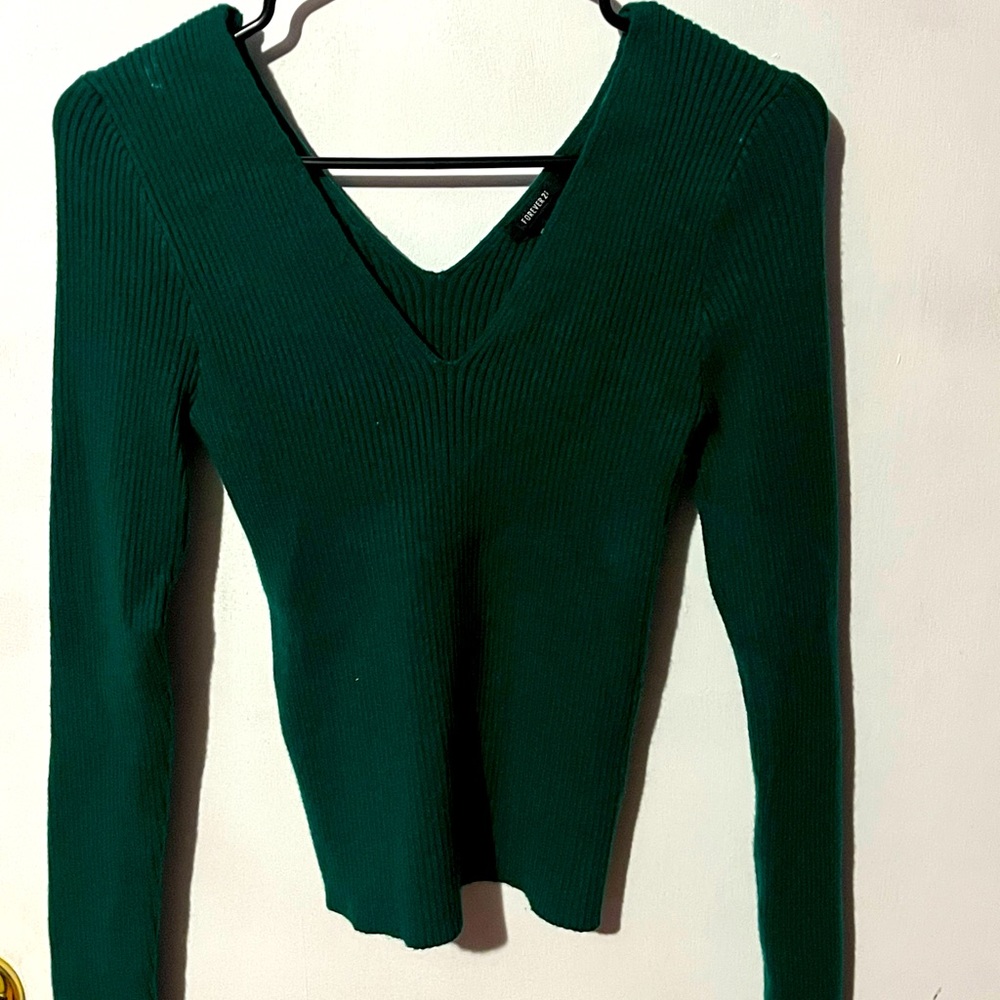 Green Vneck Sweater top